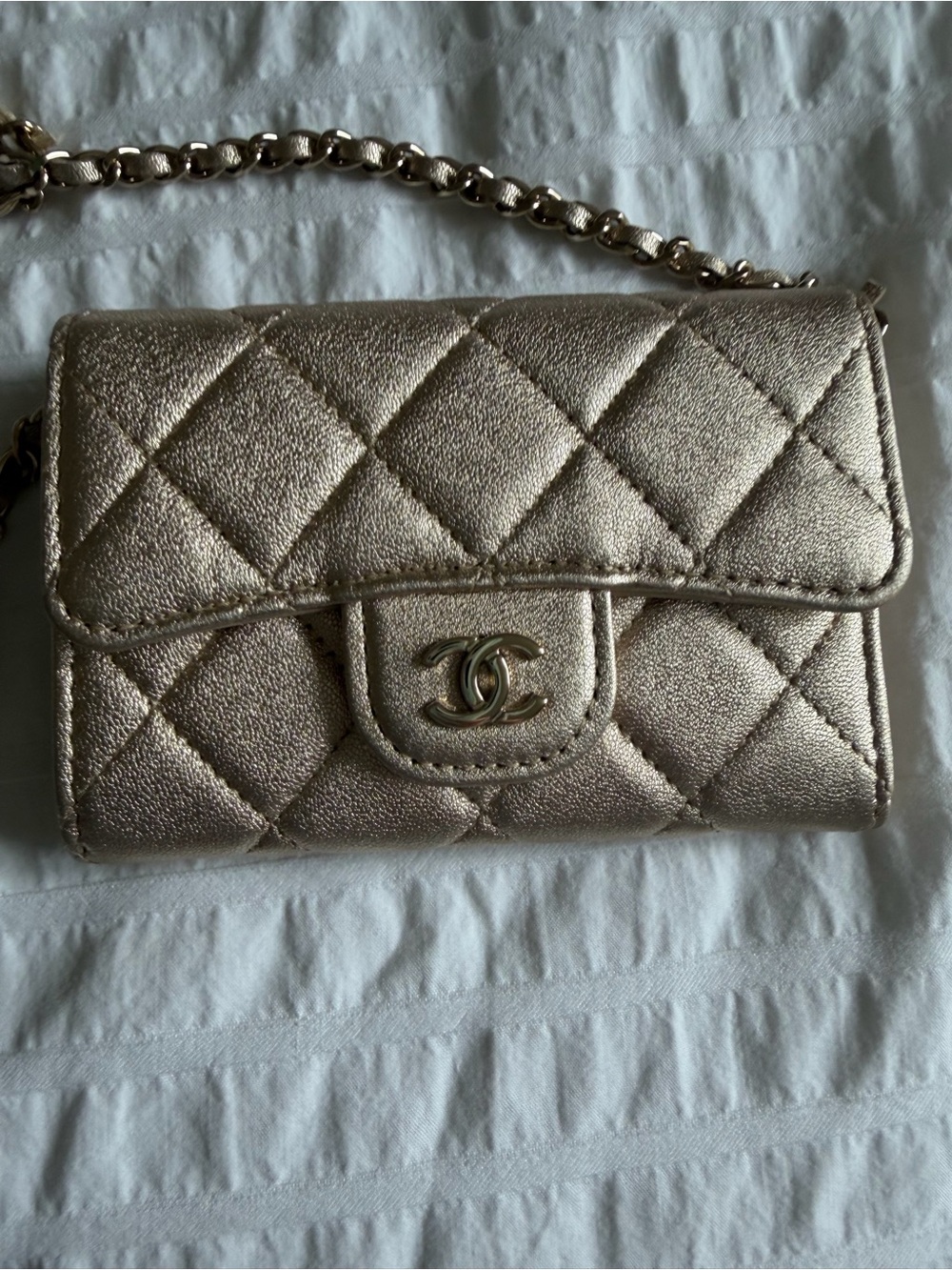CHANEL Quilted Metallic Mini Crossbody — Gold - Picture 4 of 4